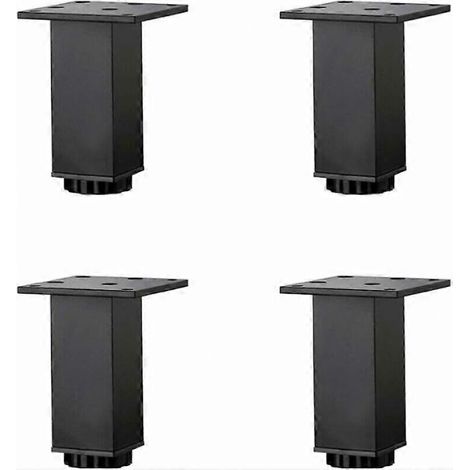 Quatre pieds de meubles en alliage d'aluminium réglables en hauteur (15 cm), pieds de canapé et de table basse, pieds de lavabo et de meuble-lavabo, 5-40 cm, noir mat, avec vis. (1/5)