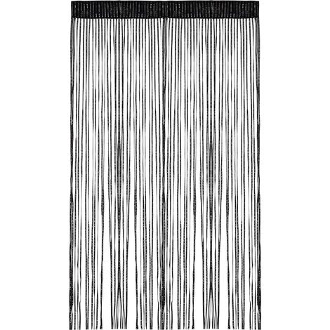 Rideau Anti Insectes 100x200 cm Noir, Rideau à Fils pour Mariage, Café, Restaurant, Vitrine (1/5)