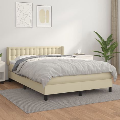 Boxspringbett mit Matratze Creme 140x200 cm Kunstleder (1/5)