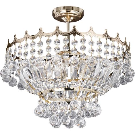 Searchlight Versailles - Lampadario a 5 luci in cristallo finitura oro, attacco E14 (1/5)