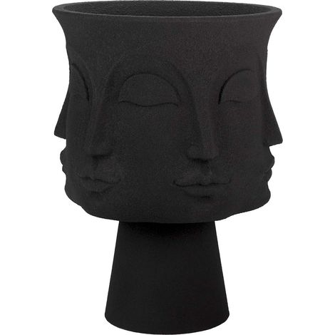 Schwarze Polyresin-Pflanzgefäße mit Gesichtern, 56 x 56 x 77 cm (1/5)