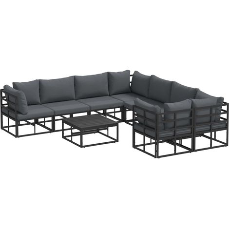 Maison Exclusive - Set Divano da Giardino con cuscino 9 pcs Nero Acciaio