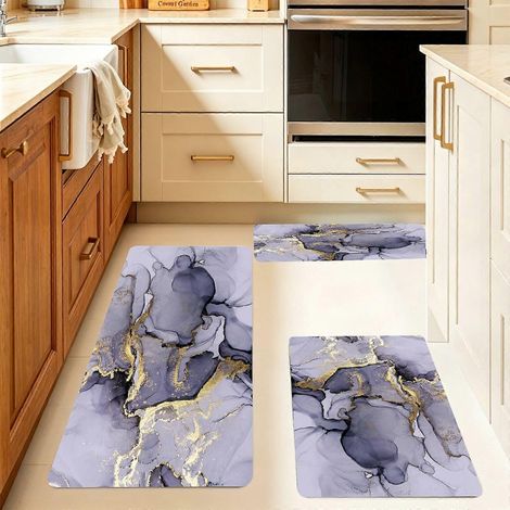 Nappe de luxe imprimée à l'encre fluide, violet fumé et or (1 pièce), idéale pour la cuisine, les repas en plein air, les fêtes de fin d'année (Thanksgiving, Noël, etc.). (1/4)