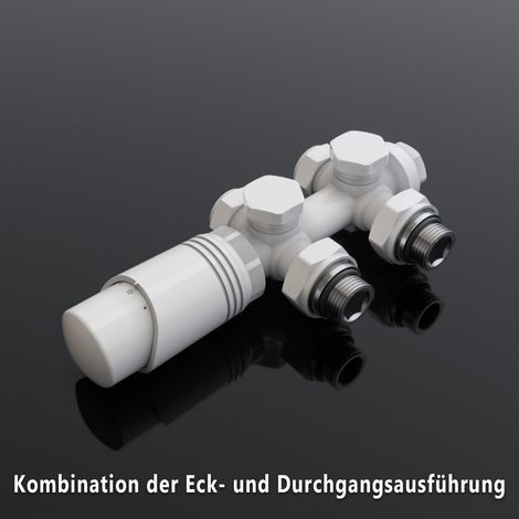 SONNI Heizkorper Thermostat Weiß Thermostatventile für Heizkörper Eck-und Durchgangsform (1/5)