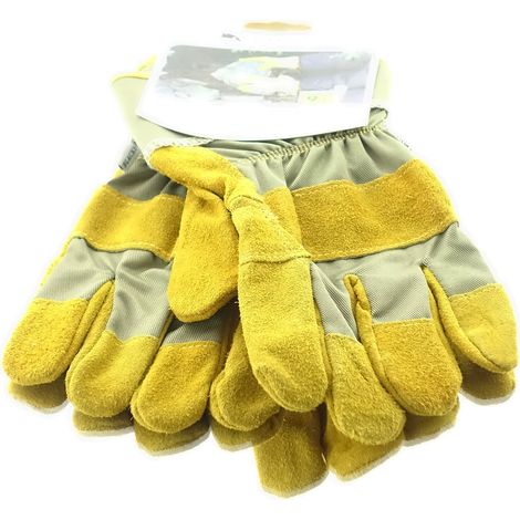 BLACKFOX® Garten - Handschuhe Fleece Ockergelb Größe 9/L - Leder & Stoff (1/3)