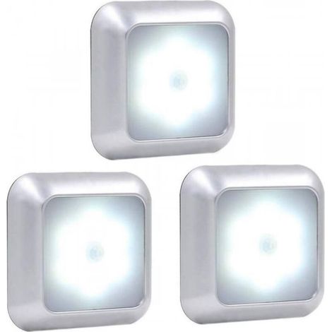 Lampe Détecteur de Mouvement, Lampe de Placard, Veilleuse 6 LED, lumière de nuit pour, Escalier, Cuisine, Penderie (lumière blanche, 3pcs) (1/5)