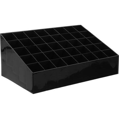 Boite De Rangement Pour Rouge A Levres - 40 Emplacements - En Plastique Rigide - Pour Bureau Salle De Bain Ou Boutique - 19 X 11 8 X 8 Cm - Noir (1/5)