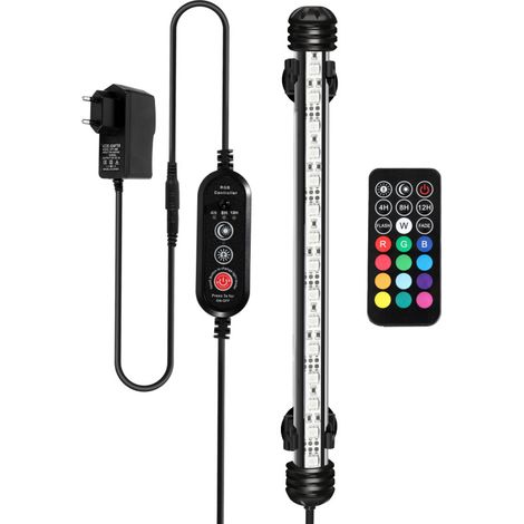 SWANEW Lampada LED per acquario - Lampada a cambio colore con telecomando colorato - IP67 RGB - 48 5 cm