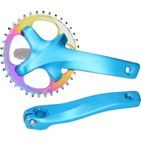 Pédalier ZK-22 pour vélo, en alliage d'aluminium, 38 dents, monovitesse, accessoire de plateau, bleu (1/5)