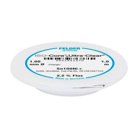 Felder ISO-Core Ultra-Clear Sn100Ni hilo de soldadura transparente 1 mm