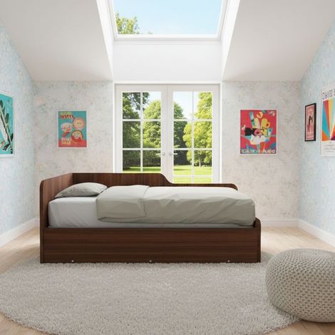 Divano letto piazza e mezza 120x190 con spalliera e secondo letto estraibile - Noce canaletto