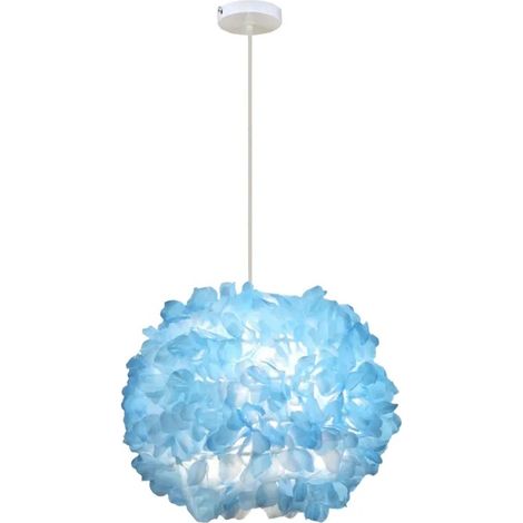 Lustre Suspension Luminaire Moderne en Plume,30cm Lampe de Plafond Style Nordique Abat-jour en Plume Bleu pour Salon Chambre (1/5)