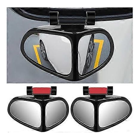 Lot de 2 rétroviseurs d'angle mort 2 en 1 pour voiture, rétroviseur grand angle réglable et rotatif à 360°, rétroviseur auxiliaire universel HD pour véhicule. (1/5)