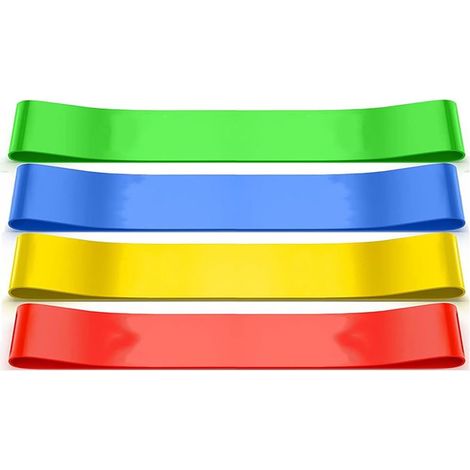 Bracelet de fitness, lot de 4 bracelets de fitness, bandes de résistance, 4 bandes d'exercice de différentes intensités, bandes de résistance pour le fitness mixte, la musculation et le yoga (1/5)