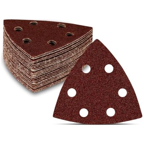 Triangles de Ponçage 50 pièces 6 trous 93 x 93 x 93 mm grain 40 pour ponceuses delta Feuilles Abrasives Papier Abrasif (1/5)