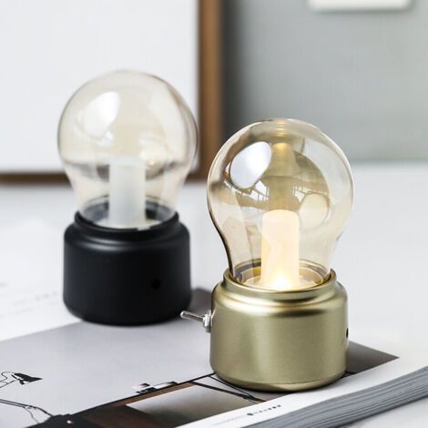 Ampoule de nuit créative rétro, mini chargeur USB, LED chaude, lampe de chevet, lampe de table, 2 pièces (1/5)