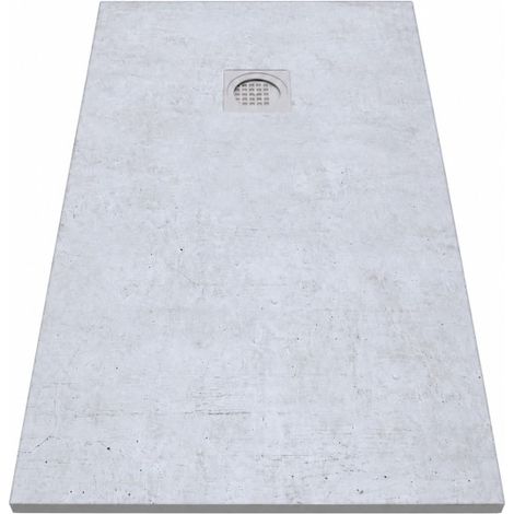 Receveur de Douche Extra-Plat 120x80x3cm O'DESIGN Alicante Solidstone Ciment Texturé Gris - ALICANTE120x80CT (1/3)