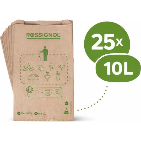 Lot de 25 sacs papier biodégradables 10L pour déchets organiques - BAGY ROSSIGNOL