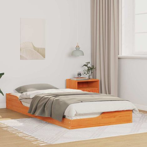 vidaXL Bed Frame Wax Brown 80 x 210 cm Solid Pine Wood (1/5)