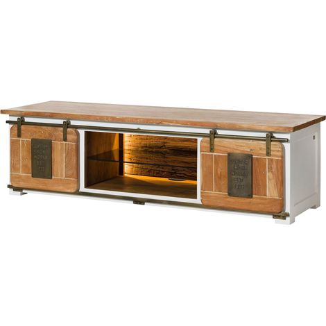 TV-Board Mango / Altholz 180x55x50 weiß lackiert RAILWAY LUX 530 (1/4)