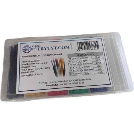 Set di guaine termorestringenti, colori misti (100 pezzi) RT-BOX100-10MIX Trytyt