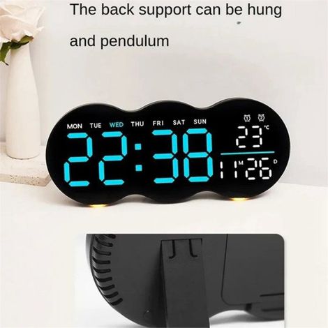 Réveil LED pour Salon, Horloge Murale avec Fonction Minuterie, Deux Niveaux de Luminosité et Télécommande A (1/5)