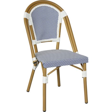 Stapelbare Gartenstühle Rebecca Mobili Kentia 85x46x57 cm Aluminium PVC, PET Blau Weiß Klassisch - 2er Set