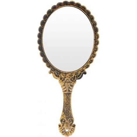 Miroir à main vintage, miroir antique, miroir de maquillage, miroir magique, miroir de voyage, miroir à main avec poignée pour femmes, filles, salon, voyage (bronze) (1/5)