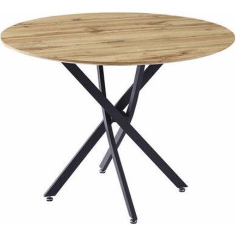 Mesa redonda Nesy tapa efecto madera y patas metálicas 75 cm(alto) 103cm(ancho) 103cm(largo) (1/2)