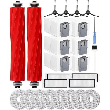 Yivy Zubehör für Roborock Q Revo/P10 – Zubehörset für Saugroboter – Ersatzteile mit 2 Hauptbürsten, 6 Staubbeuteln, 8 Reinigungstüchern, 4 Filtern und 4 Ersatzteilen