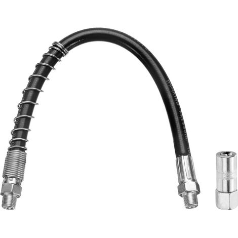 Kit de tuyau pour pistolet à graisse 11,8" 10000 PSI - Tuyau flexible à ressort haute pression avec raccord rapide 1/8" NPT pour pistolet à graisse, noir (1/5)