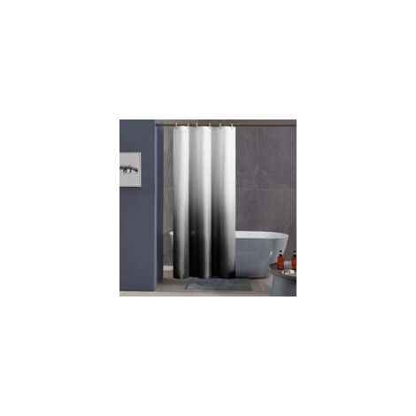 Noir Dégradé Rideau de Douche Anti Moisissure Tissu Lavable en Machine Petit Rideaux Douche pour Camping Car Cabine de Douche Imperméable en Polyest - Crezuo (1/4)