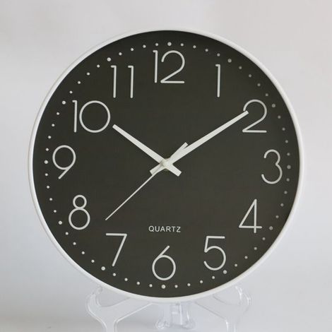 Geräuschlose Wanduhr, 20 cm (8 Zoll), weißes Gehäuse, minimalistisches Design, für Zuhause, Büro, Wohnzimmer, Weiß/Schwarz, geräuschlos, gut lesbar, umweltfreundlich