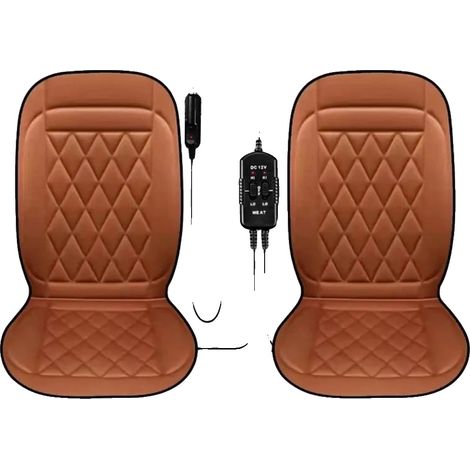 Coussin de siège chauffant, chauffage rapide, réglages de température ajustables, 2PCS Marron (1/2)