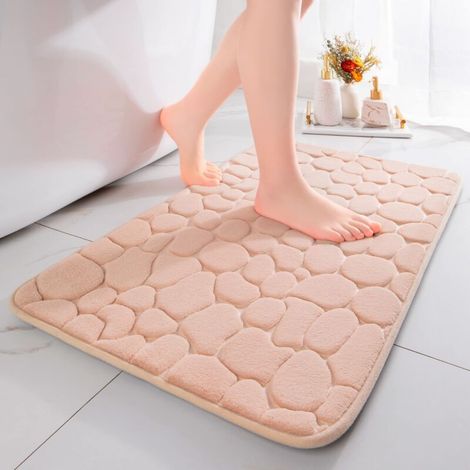Memory Foam Bath Mat, Absorbent Non-Slip Shower Mat, Doormat, Bathroom Rug, Living Room, 40 x 60 cm, Beige (1/5)