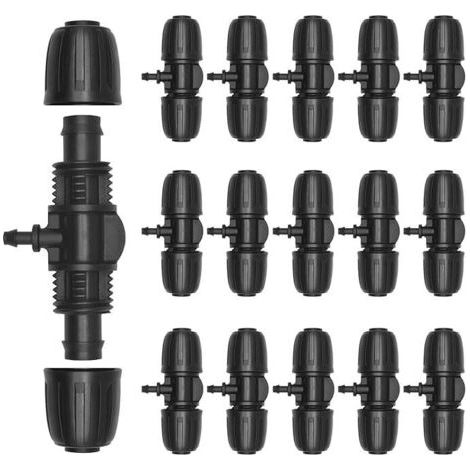 CHOYCLIT 15-teiliges Gartenschlauch-Anschlussset, T-Stück mit Widerhaken, für die Tropfbewässerung mit 1/2" bis 1/4" Bewässerungsschläuchen. (1/5)