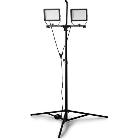 MINOS : 2 Spots LED sur Trépied, 2 x 100W, 17 000 Lumen, câble 3m, IP65. Noir - VELAMP - ST755NG