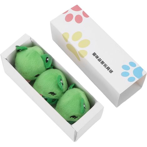 Jouet pour Chat Boule Peluche Grenouille Verte avec Clochette et Papier Bruissant Doux et Interactif Lot de 6 (1/5)