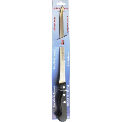 FPLUS cuchillo jamonero 540/25 , Cuchillo Jamonero de Cuchillería Sáez, hoja flexible de Acero Inoxidable. Vaciado y Afilado Artesanalmente.