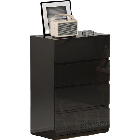 Commode, Style Moderne, Organisation à 4 Tiroirs, Noir (1/2)