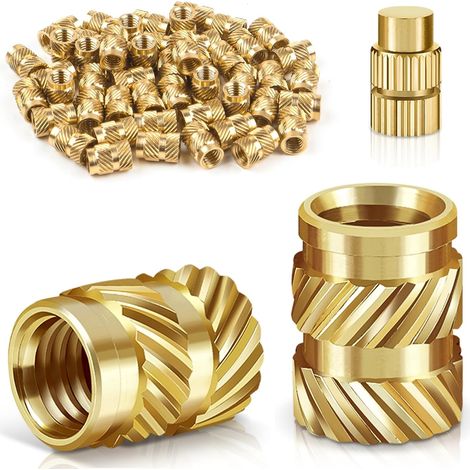 Lot de 50 inserts filetés M5, écrous de fusion en laiton avec fer à souder, aide à la fusion, filetage moleté pour pièces en plastique, inserts filetés pour pièces d'imprimante 3D (1/5)
