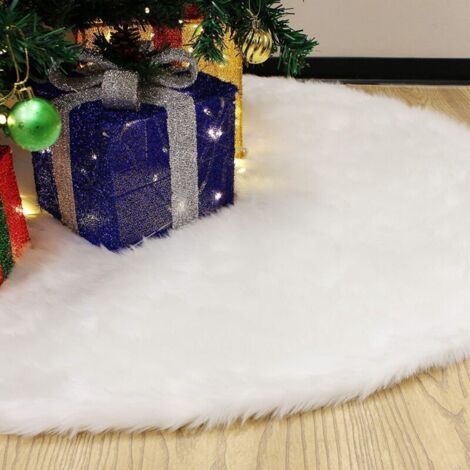 BUNTHAUS Jupe de Sapin de Noël Peluche,Peluche Jupe Arbre de Noël,Jupe d'arbre de Noël,Tapis de Sapin Blanc Peluche,Couvre Pied Sapin Noël Rond,pour Décorations de Fête de Vacances Noël Maison 60CM