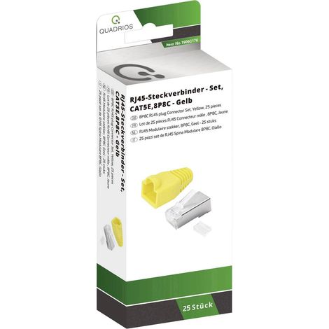 Jeu de connecteurs RJ-45-CAT 5e Quadrios 1906C176 RJ45 mâle, droit jaune 25 pc(s) Q175152 (1/3)