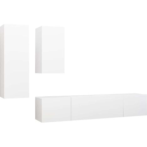 Maison Exclusive - 4-tlg. TV-Schrank-Set Weiß Holzwerkstoff