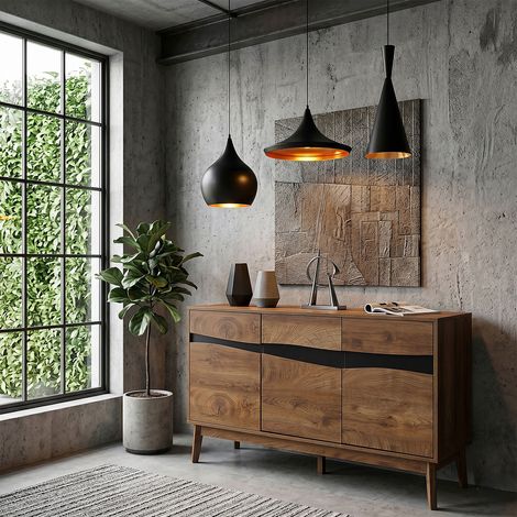 Buffet - HOME DECO FACTORY - Forest - 3 Portes - Élégant - Marron et Noir (1/5)