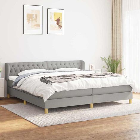 Cama box spring con colchón tela gris claro 200x200 cm (1/5)