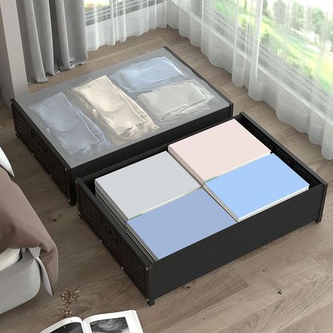 Coffre de rangement à roulettes sous le lit, une solution de rangement domestique pour les vêtements au pied du lit, et un coffre de rangement sous le lit. (1/5)