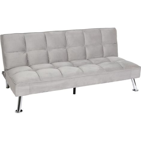 Sofa HHG-557, Klappsofa Couch Schlafsofa, Nosagfederung Schlaffunktion Liegefläche 181x107cm Samt, grau