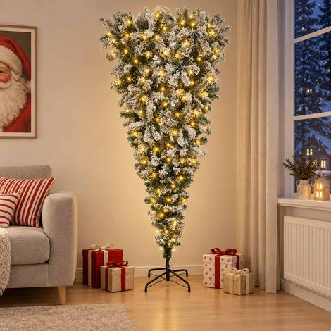 vidaXL Upside-down Artificial Hinged Christmas Tree 150 cm 150 LEDs (1/5)