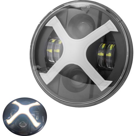 6,5-Zoll-LED-Motorradscheinwerfer mit X-förmigem Angel-Eye-Ring, Ersatz für Custom CVO FLSTSE 2010–2012, leistungsstarker Frontscheinwerfer (1/5)
